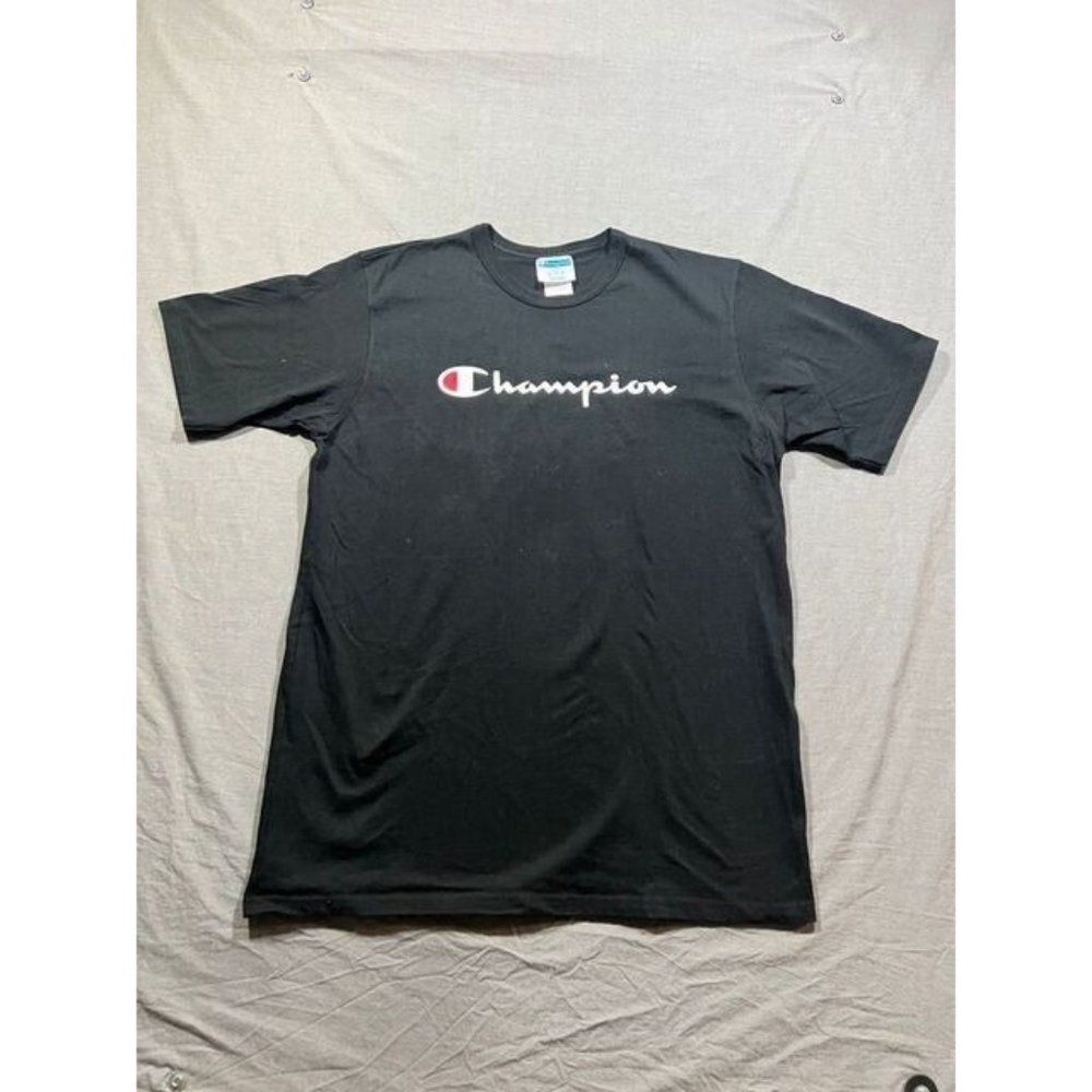 VintageChampion Shirt Mens Large Black Short Sleeve Logo Pullover‎ Tee Mens.